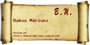 Bakos Máriusz névjegykártya